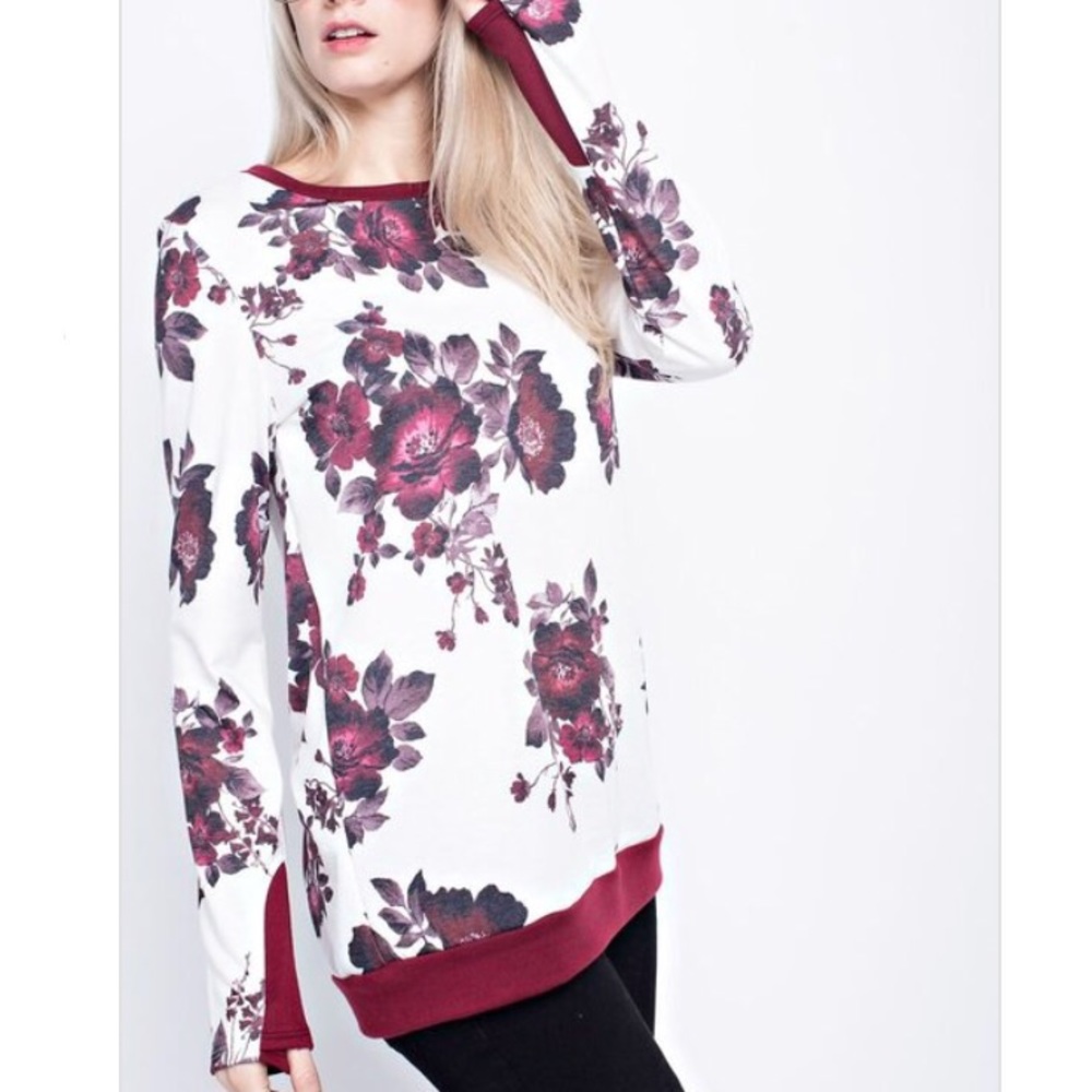 Last 1! French terry floral sweatshirt - Picture 3 of 6